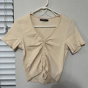 small threadbare cream v neck short sleeve top